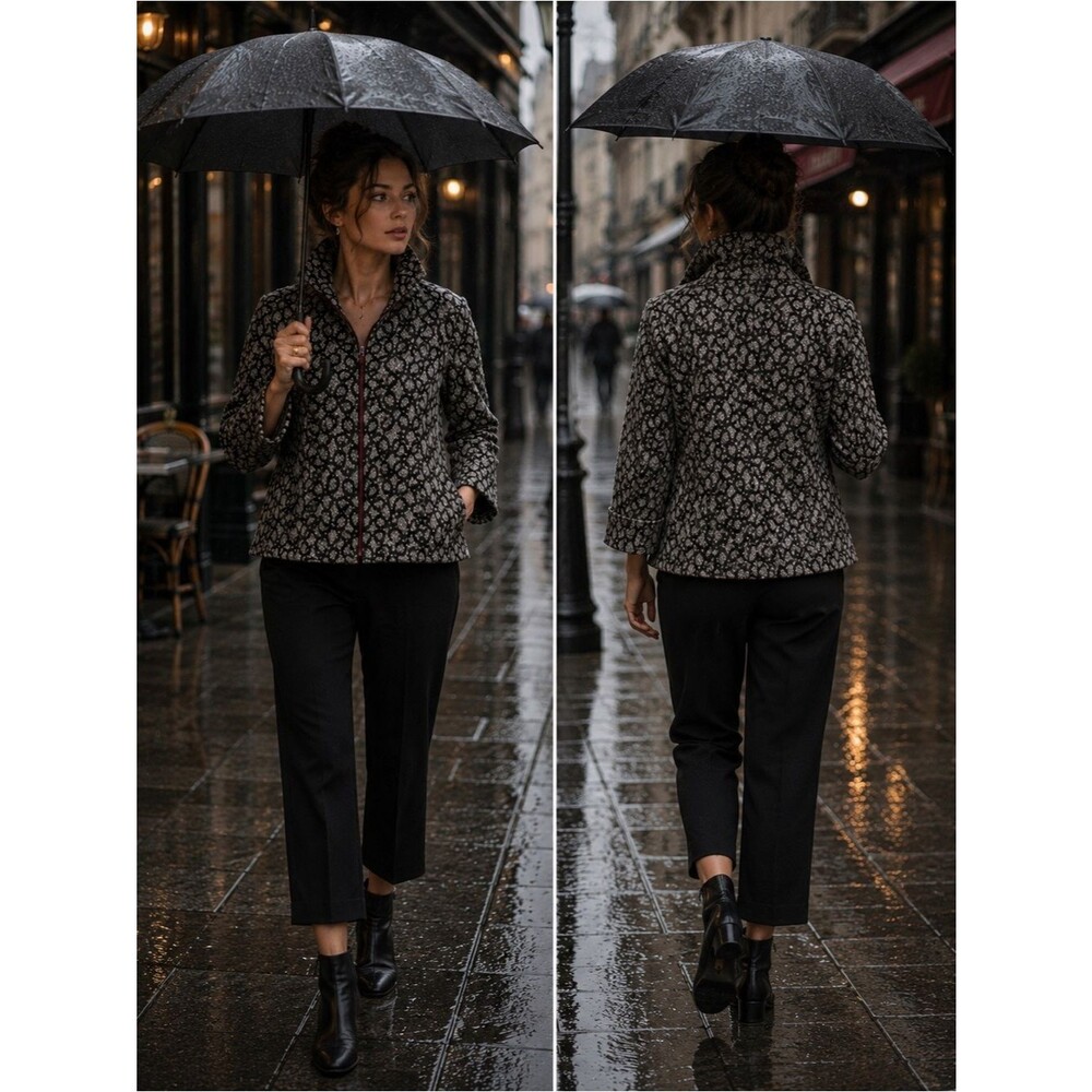 Vintage IC by Connie K Multi-Texture Zip-Up Jacket (Style 1905J)